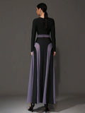 2025 Sexy Women Purple Mesh Patchwork Bandage Dress O-Neck Long Sleeved Slim Fit Pleated Long Dress Evening Club Party Vestido