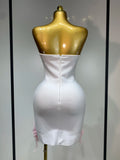 Women Sexy Backless Pink Pearls Feather Short Dress Formal Evening Party Luxury Beading Floral Wedding Guest Dress