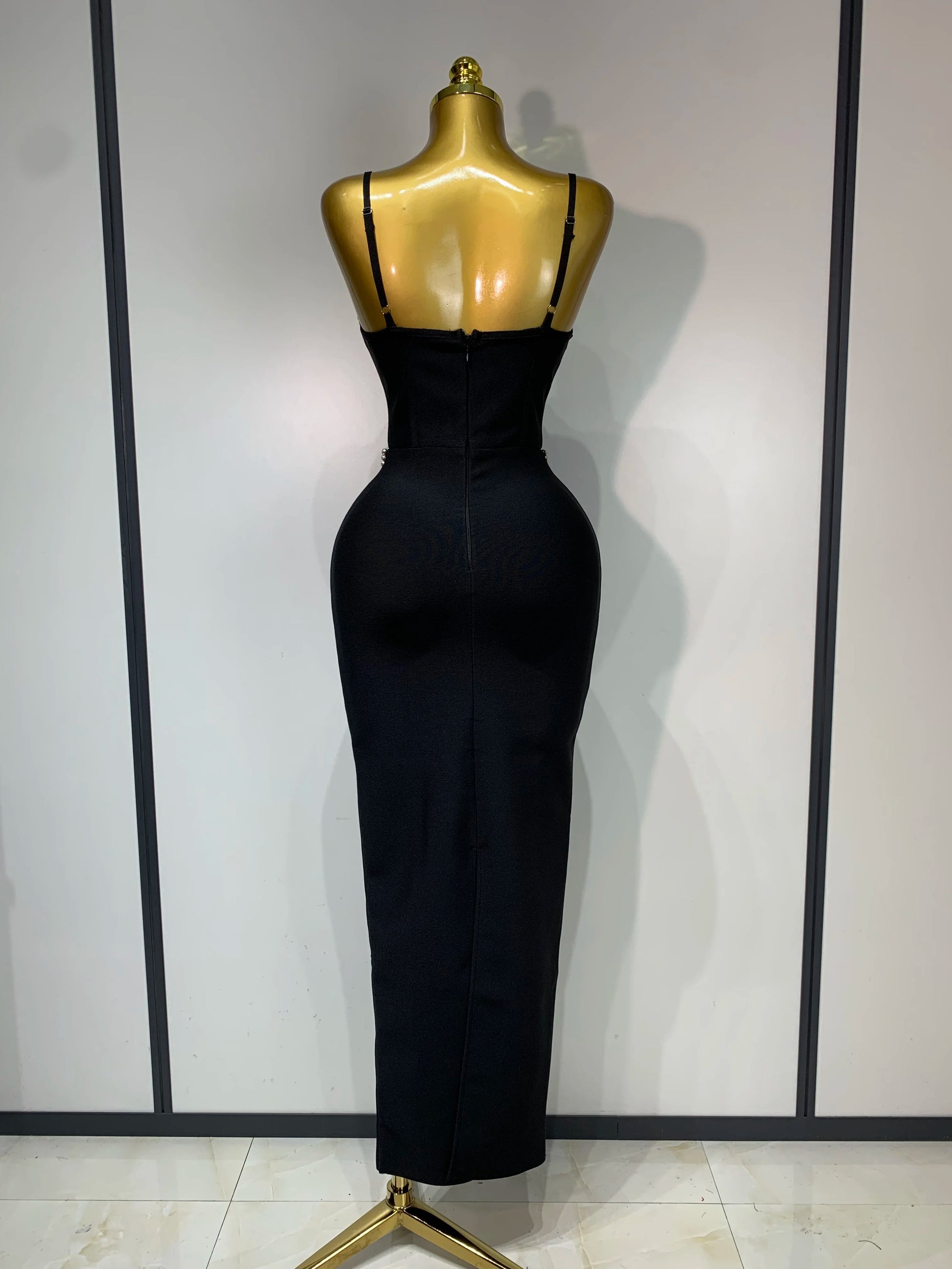 Women Celebrity Sexy Sleeveless Diamonds Maxi Long Bandage Bodycon Dress 2025 Elegant Evening Club Party Birthday Outfit