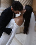 Sexy V Neck Wedding Dresses Side Split Backless Bride Gowns Modern Party Bridal Gowns Wedding reception Dress For Bride