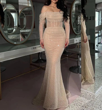Glitter Elegant Mermaid Wedding Dresses Shiny Sleeves Corset Bodycon Bohemia Bridal Gowns Plus Size Wedding Gown As Picture