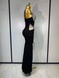 Women Sexy Evening Party Dress Crystal Beading High Quality Black Nightclub Prom Gown Formal Luxury Birthday Bandage Dresses
