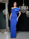 2025 Elegant Women's Light Luxury Hot Diamond Patchwork Bandage Dress O-Neck Sleeveless Bodycon Long Dress Evening Party Vestido