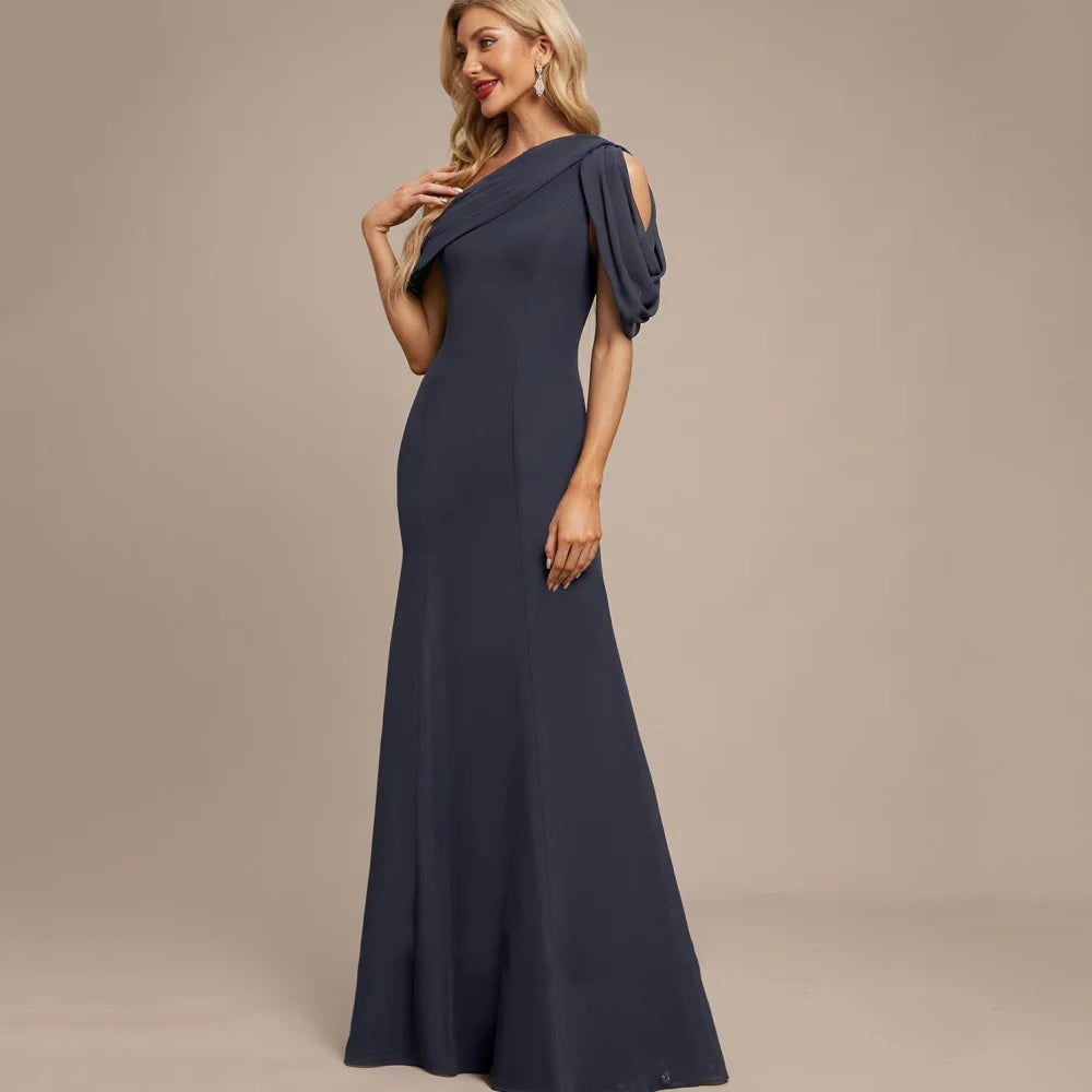 Mother Of The Bride Dress - Customized Elegant Dress Mermaid Off Shoulder Wedding Party Gowns Formal Occasion Chiffon Mother Dresses For Bride New Arrival