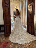 Graceful Off The Shoulder Wedding Dress Classic 3D Flower Bride Robe White A-line Tulle Long Bridal Gown Robe De Mariée