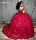 Sparkly Red Quinceanera Dresses 2025 With 3D Florals Vestido 15 Quinceañeras Anos Lace Up Beaded Birthday Dress Customized