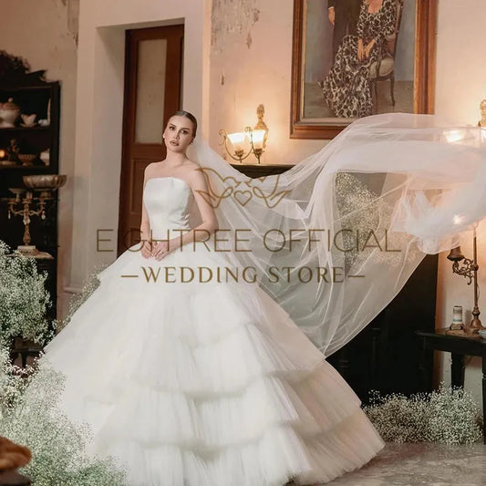 Elegant Princess Wedding Dresses A-Line Ruffled Tulle Wedding Gown Boho Bridal Prom Dress bestidos de novia Customized