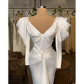 White Prom Dress Long Sleeve Ruffles Pleat Satin Floor Length Tailor-Made Special Event Formal Occasion Women Evening Gown As Picture