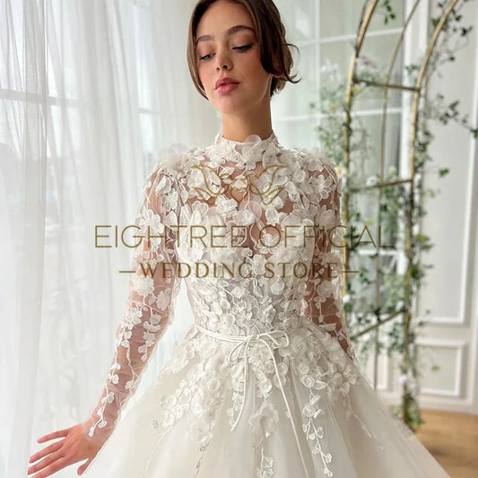 Elegant A-Line Wedding Dresses Long Sleeve Applique Long Wedding Gowns Boho Bridal Ball Prom Dress bestidos de novia