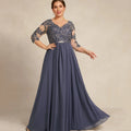 Mother Of The Bride Dress - V Neck Crystal Evening Gowns Elegant A Line Bride Party Dress Lace robes invitée mariage