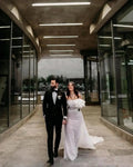 White Glitter Prom Dresses Shiny Sequins Mermaid Wedding Dress Elegant Long Train Off Shoulder Vestidos De Fiesta