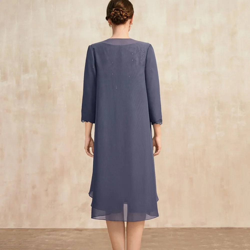 Customized Mother of Dresses Elegant Lace Evening Gowns Long Sleeves Straight Vintage Bride Party Dress robes invitée mariage