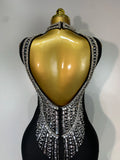 Celebirty Elegant Evening Party Vestido Women's Diamonds Beading Sleeveless Sexy Backless Bandage Dress Wedding Guest Prom Gown