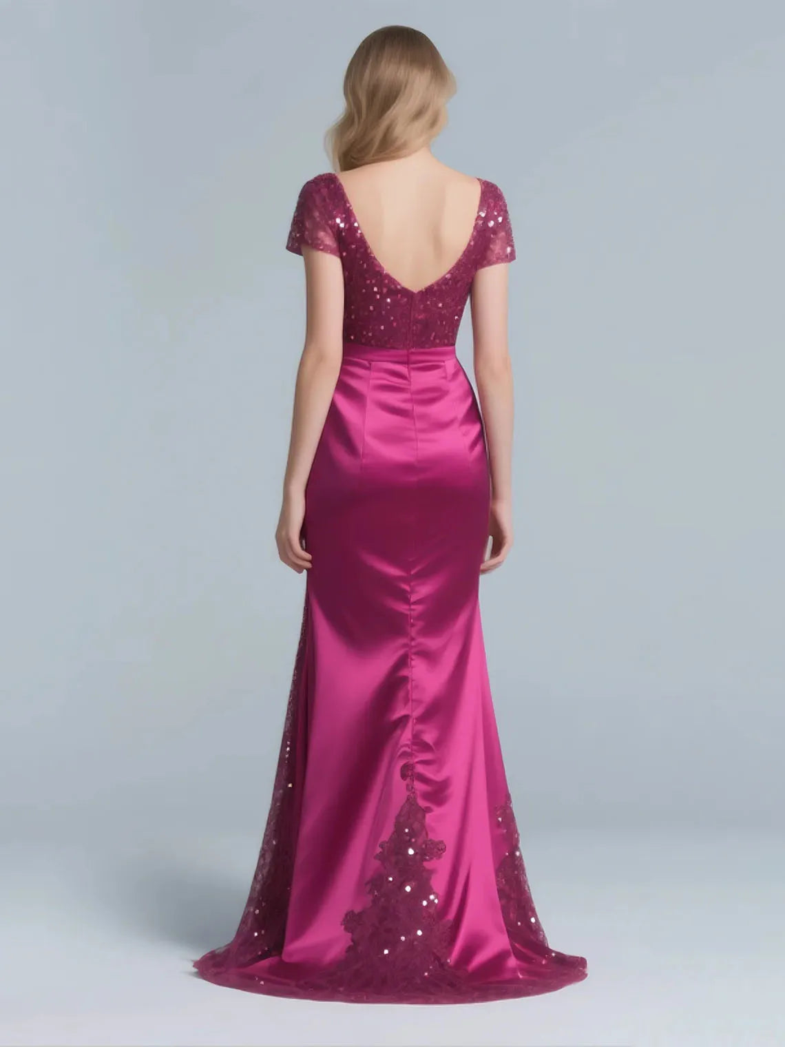 Mother Of The Bride Dress - Elegant Satin Mother of the Bride Dress Short Sleeves Appliques Sequin Luxury Formal Long Evening Gown 2025 Free Customized