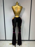 Women Sexy Backless Diamond Rivets Top Two Pieces Set Birthday Celebrate Evening Party Nightclub DJ Stage Performance Costume