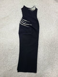 Women Black Strapless Pearl Bead Bandage Bodycon Maxi Dress 2025 Elegant Evening Party Gowns Vestido