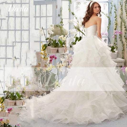 Elegant Wedding Dresses For Woman Sweetheart Lace Bodice Ruffles Ball Gown Skirt Princess Shiny Sequined Belt Vestidos De Novia
