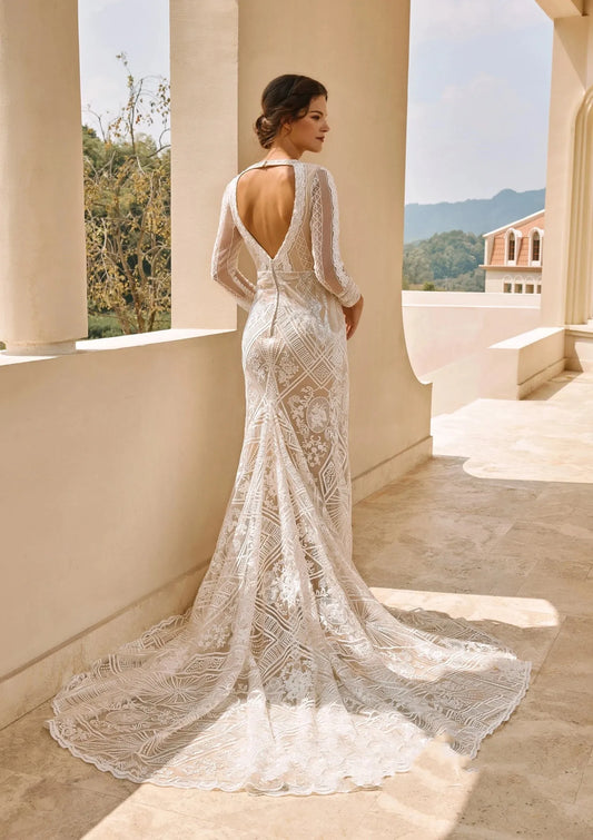 Bohemia Exquisite Wedding Dresses V-Neck Sheath Mermaid For Women Elegant Bridal Gowns Lace Appliques Vestidos De Novia