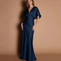 Customized Simple Mermaid Mother Dresses For Bride V Neck Wedding Party Gowns Short Sleeve New Formal Bridal Dress picture color