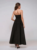 Elegant Black Backless Diamond High waist Long Dress Bandage Women's Sexy Strapless Sleeveless Evening Festival Party Gowns