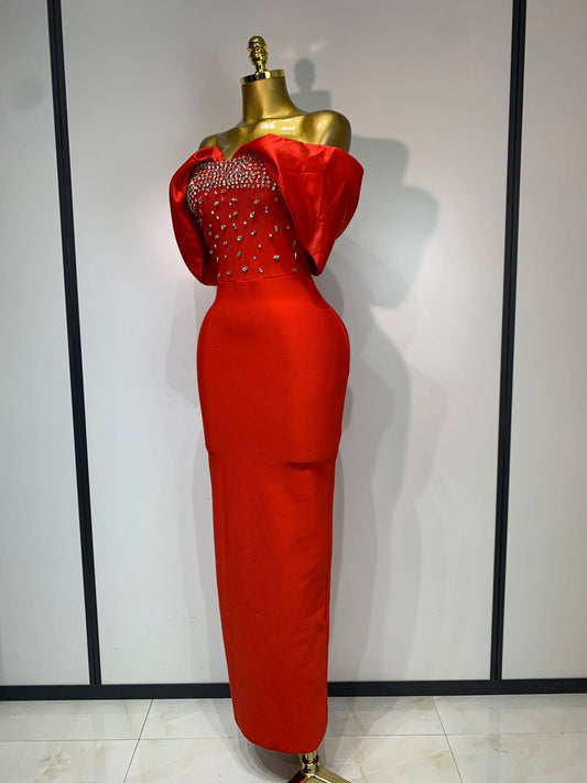Women Sexy Off Shoulder Beading Bodycon Bandage Dress 2025 Celebrity Elegant Evening Club Party Luxury Birthday Dresses