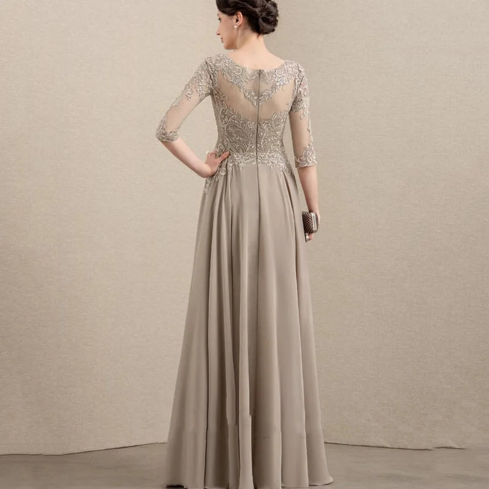 Mother Of The Bride Dress - Customized Elegant Formal Occasion Dress Half Sleeves A Line Lace Wedding Party Gowns Chiffon Mother Dresses New For Bride
