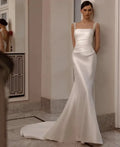 Elegant Silk Satin Mermaid Wedding Dress Detachable Train Glitter Straps Beadings Bridal Formal Gowns Graceful Vestidos De Novia As Picture