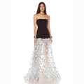 2025 Sexy Women Strapless Dot Mesh Patchwork Long Dress Patchwork Polka Dot A- Line Slim Dresses Female Evening Party Gowns black