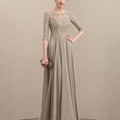 Mother Of The Bride Dress - Customized Elegant Formal Occasion Dress Half Sleeves A Line Lace Wedding Party Gowns Chiffon Mother Dresses New For Bride as picture