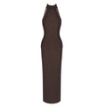 Sexy Sexy Woven Mesh Patchwork Tight Long Dress Women Sleeveless Bodycon Maxi Dresses Evening Party Cocktail Gowns 2025 Brown
