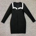 2024 Elegant Women'S Patchwork Bandage Dress Strapless Long Sleeved Bodycon Belt Design Mini Dress Cocktail Party Vestidos