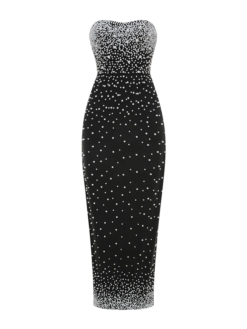 2025 Spring Sexy Women's Light Luxury Pearl Design Bandage Dress Strapless Sleeveless Bodycon Backless Long Dress Party Vestidos