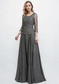 Mother Of The Bride Dress - Elegant A-Line Evening Dress Scoop Neck Chiffon Floor-Length Sequins Lace Beading Mother of the Bride Dress 2025 Free Customized