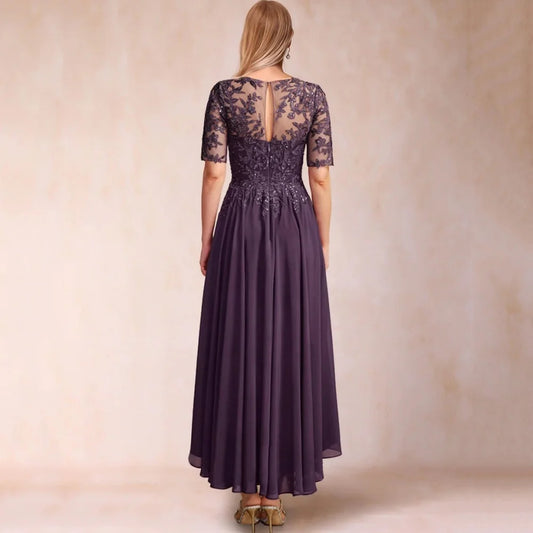 Customized Mother of Dresses Vintage A Line Applique Evening Gowns Tea-length Formal Bride Party Dress robes invitée mariage