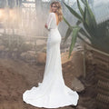 Boho Long Sleeves Floral Lace Deep V Neck Wedding Dress Mermaid vestidos de novia Bridal Gowns robe de mariée