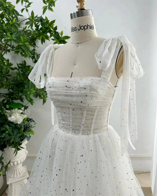 Sansa Prom Dress Spirit Mini Vestidos De Noche Princess Spaghetti Strap Star Evening Dresses Corset Short Party Dresses White