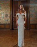 Sparkly Sequined Mermaid Wedding Dress Off The Shoulder Glitter Bridal Gowns Tiered Beads Vestido De Noiva With Detachable Train