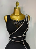 New Women Sexy Beading Black Maxi Long Bandage Dress Luxury Birthday Dresses Evening Club Party Knitted Bodycon Clothing