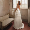 White A-Line Wedding Dresses Halter Neck Sleeveless Backless Bridal Dress Formal Wedding Ball Prom Gowns Customized