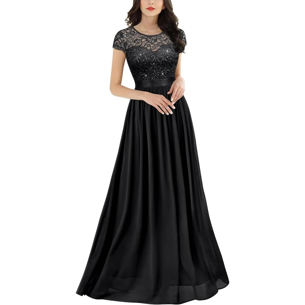 Mother Of The Bride Dress - Formal Custom Elegant Mother of Dresses O Neck Evening Gowns Sequined A Line Bride Party Dress Lace robes invitée mariage