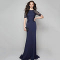 Customized Formal Occasion Mother Dresses Elegant Mermaid Lace Wedding Party Gowns Short Sleeve Floor Length New Dress picture color