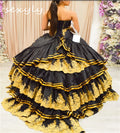 Luxury Black And Gold Vestidos De 15 Quinceañera Dress Mexican Charro Lace Vestidos De 15 Años Xv Para Birthday PartyCustomized