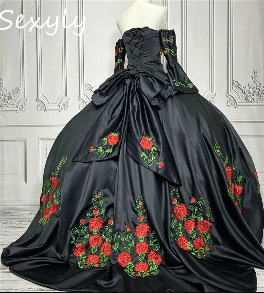 Mexican Theme Vestidos De 15 Quinceañera Dress Charro Embroidery Vestido De Xv Años Birthday Party Gown Para Sweet 16 Customized