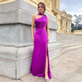 Vintage Purple Prom Dresses One Shoulder Collar Shawl Simple Corset Back Cocktail Growns Purple
