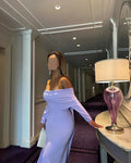 Elegant Mauve Cape Sleeve Mermaid Evening Dress Dubai Elastic Satin Prom Dress Arabic Formal Party Dress