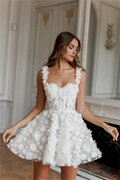 A-line Short Wedding Dresses Spaghetti Straps Sweetheart Above Knee Bridals Gowns Women Back Lace Up vestidos novia