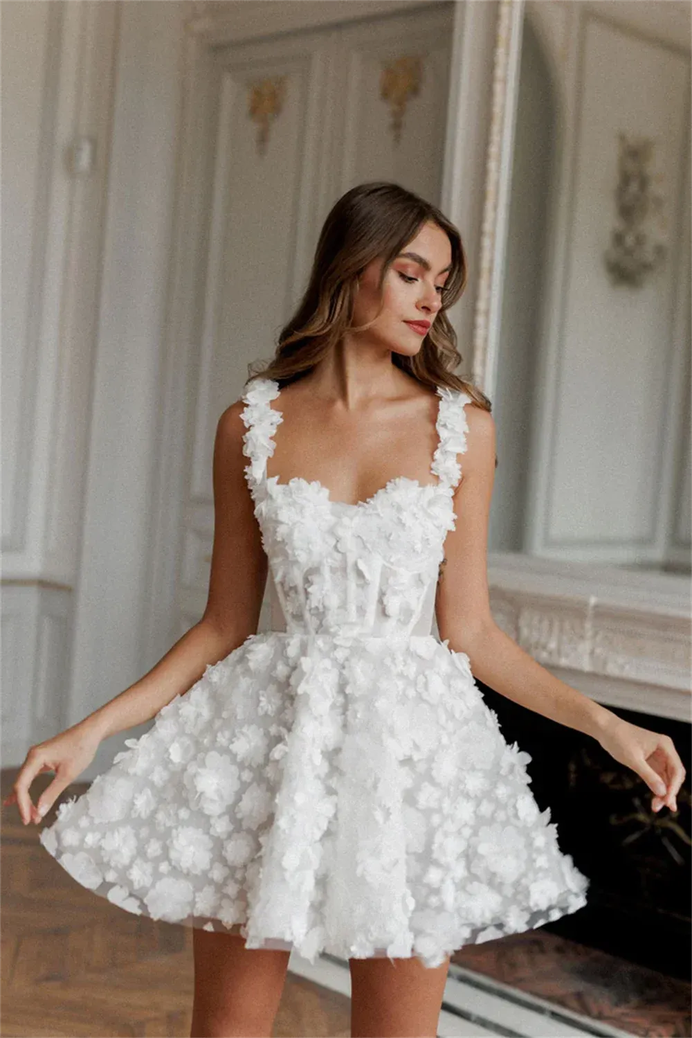 A-line Short Wedding Dresses Spaghetti Straps Sweetheart Above Knee Bridals Gowns Women Back Lace Up vestidos novia