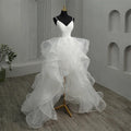 Short Front Long Back Gothic White Wedding Dresses Spaghetti Straps Deep V Neck High-low Bridal Gowns Vestido Custom Color Ivory