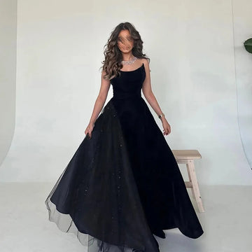 Mermaid Evening Dresses With Belt Bow Strapless Corset Formal Occasion Gown Elegant Satin Long Prom Party Dress Black
