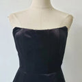 2024 Sexy Women Light Luxury Flower Design Velvet Dress Strapless Sleeveless A-line Bareback Mini Dress Christmas Party Vestidos